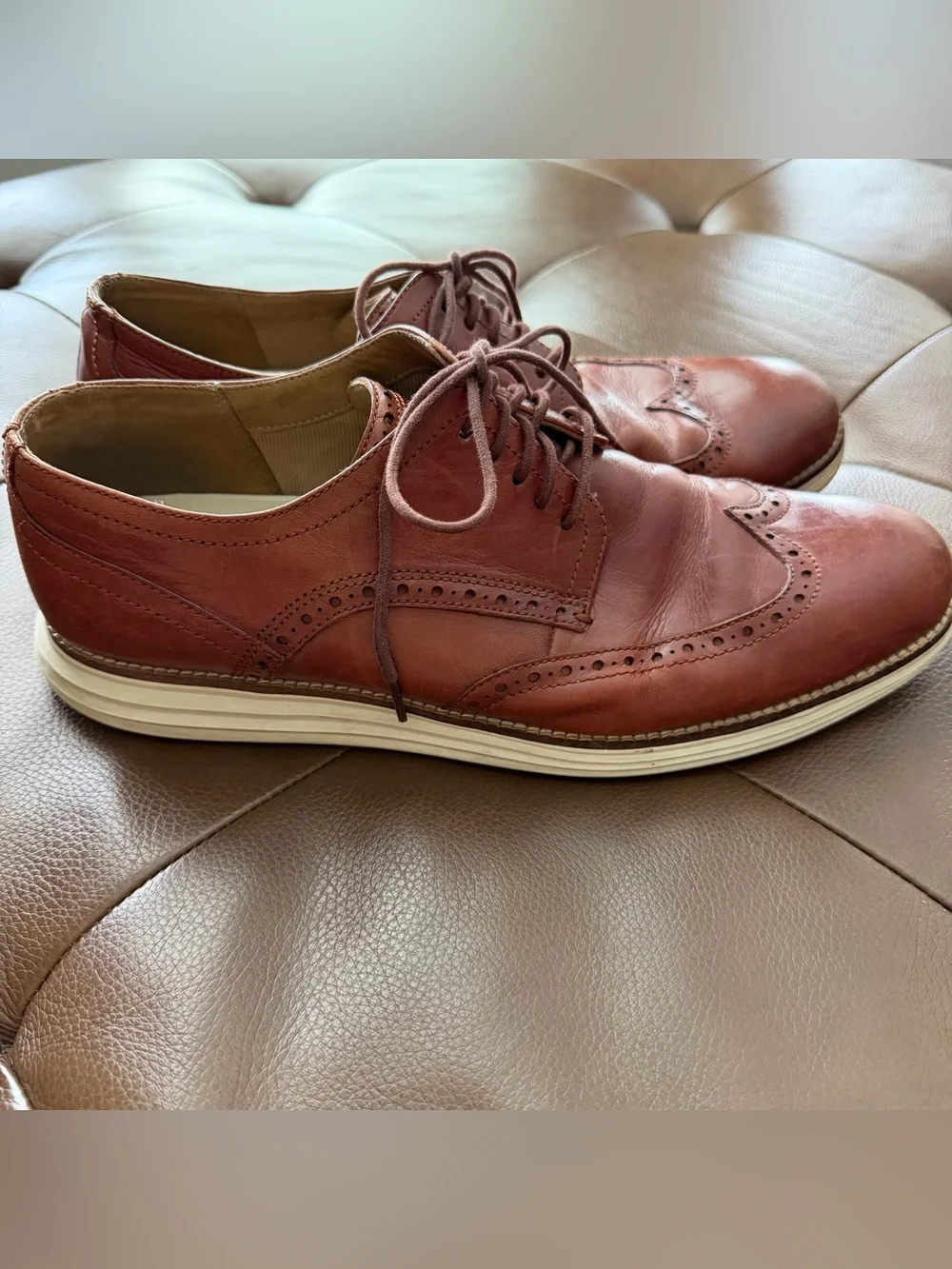 Cole Haan Men's Wingtip Leather Oxfords - Chestnut Brown